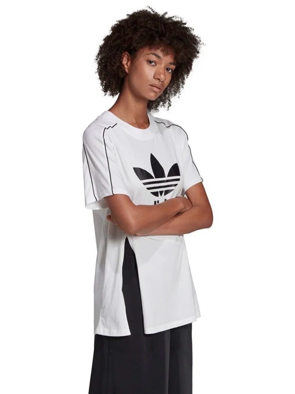 adidas White T-Shirt with Black Trefoil Logo